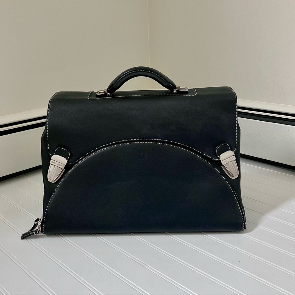 ENRICO COVERI black leather briefcase